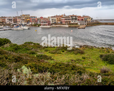 Vista della città di Stintino sull'Isola del nord della Sardegna, Italia Foto Stock