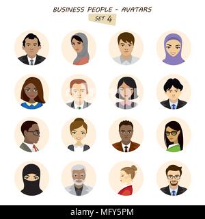 La gente di avatar raccolta,business l uomo e la donna d'affari in diverse gare, isolato su sfondo bianco ,stock illustrazione vettoriale. Illustrazione Vettoriale