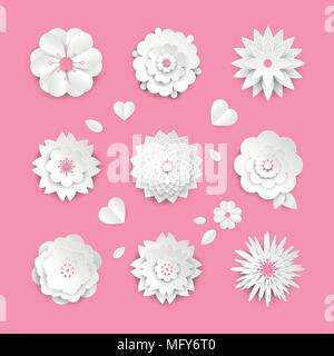 La carta dei fiori recisi - set di moderno vettore di oggetti colorati Illustrazione Vettoriale