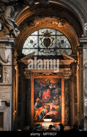 Cappella Cerasi o Cappella dell'Assunta (cappella Cerasi o Cappella dell'Assunzione) nel rinascimento e barocco e la Basilica di Santa Maria del Popolo (basilico Foto Stock