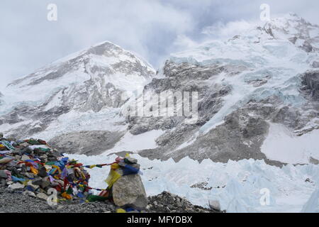 Vista del Campo Base Everest, Nepal Foto Stock