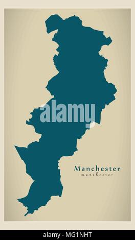 Città moderna mappa - Manchester City of England Regno Unito Illustrazione Vettoriale