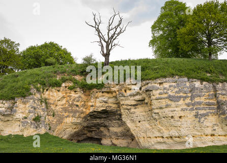 Storico di affioramento di antiche grotte con 'Daolkesberg' dal Neolithicum a Oud Valkenburg nei Paesi Bassi Foto Stock