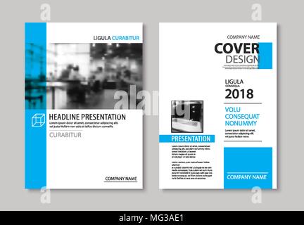 Set di copertura di colore blu e il layout opuscolo, flyer, poster, relazione annuale, modelli di design. Utilizzare per attività libro, rivista, presentazione portfolio, corpo Illustrazione Vettoriale