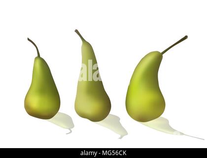 Un set di pere verde Illustrazione Vettoriale