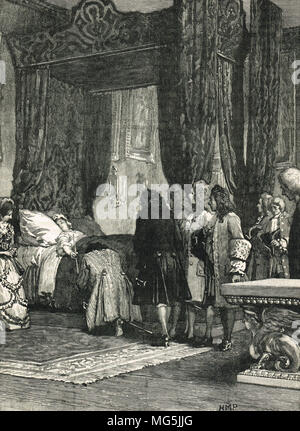 Queen Anne rendendo il Duca di Shrewsbury Signore Tesoriere, 30 Luglio 1714 Foto Stock