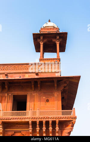 Diwan-i-Khas al Fatehpur Sikri, una città nel distretto di Agra dell Uttar Pradesh, India. UNESCO - Sito Patrimonio dell'umanità. Foto Stock