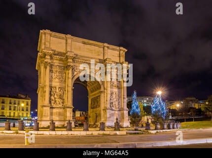 Porte d'Aix, un arco trionfale a Marsiglia, Francia Foto Stock