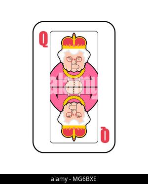 Scheda Queen giocando isolato. Old Lady in corona. Illustrazione Vettoriale Illustrazione Vettoriale