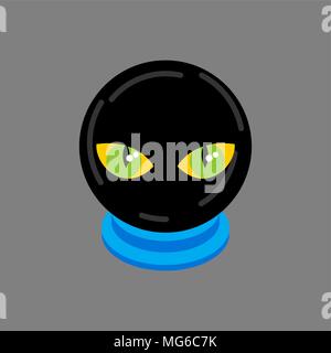 Magic Ball con gli occhi di stime isolato. Accessorio chiaroveggente Illustrazione Vettoriale