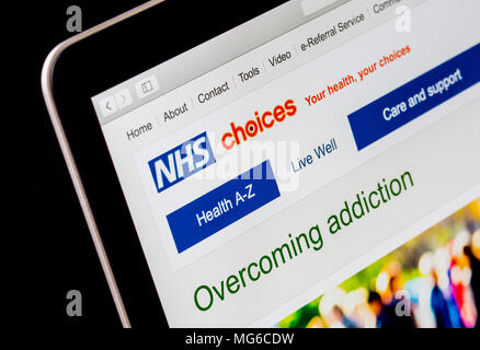 Scelte di NHS sito web su un computer portatile Foto Stock