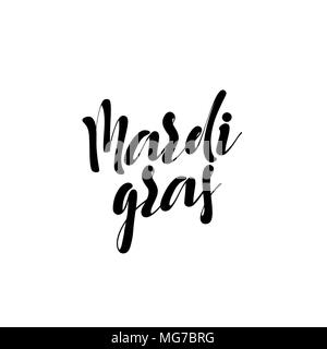 Mardi Gras scritte fatte a mano. L'iscrizione elemento di design per le carte di pagamento, banner, poster Illustrazione Vettoriale