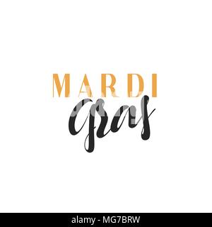 Mardi Gras scritte fatte a mano. L'iscrizione elemento di design per le carte di pagamento, banner, poster Illustrazione Vettoriale