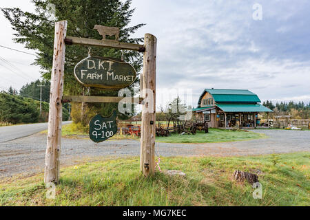 Fattoria Backroad Mercato, Comox Valley, British Columbia, Canada. Foto Stock