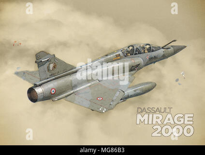 Mirage 2000D in afterburner salire Foto Stock