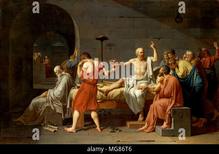 La morte di Socrate (1787) da Jacques-Louis David Foto Stock