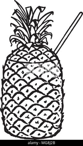 Ananas Drink - Retro ad arte illustrazione Illustrazione Vettoriale