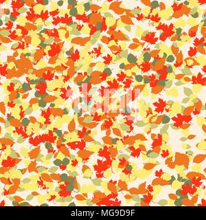 Colorato Acer foglie. Caduta dello sfondo. Autunno seamless pattern. Colori caldi. Pianura infinita con sfondo momiji foglie. Per la decorazione, carta da parati o Illustrazione Vettoriale