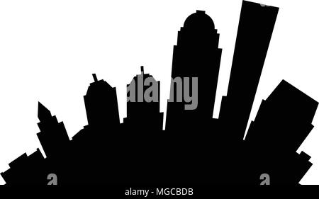 Cartoon silhouette skyline della città di Louisville, Kentucky, Stati Uniti d'America. Illustrazione Vettoriale