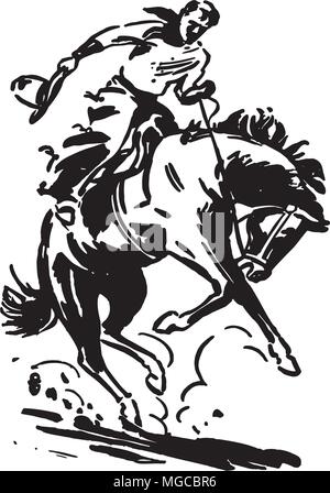 Rodeo Rider 2 - Retro illustrazione clipart Illustrazione Vettoriale