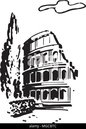 Colosseo - retrò illustrazione clipart Illustrazione Vettoriale