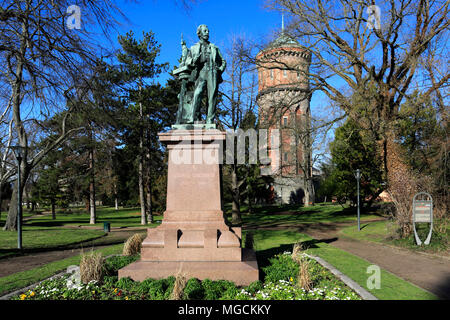 Auguste Bartholdi monumento, Colmar città, vino Alsaziano area, Alsazia, Francia, Europa Foto Stock