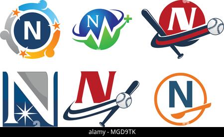 Logotipo N Modello moderno impostato Illustrazione Vettoriale