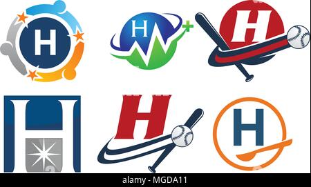 Logotipo H Modello moderno impostato Illustrazione Vettoriale