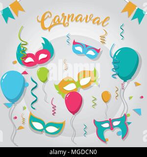 Felice carnaval party card Illustrazione Vettoriale