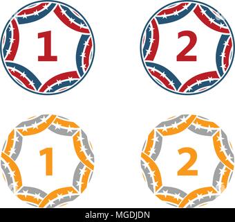 Cerchio a nastro Star numero impostato Illustrazione Vettoriale