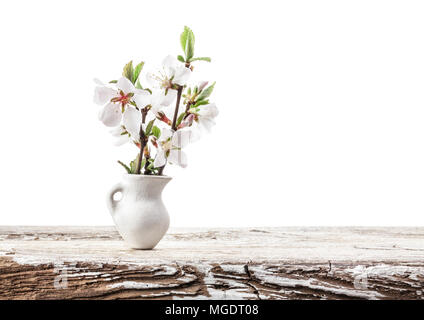 Nanchino fiori di ciliegio in vaso bianco isolato su bianco Foto Stock