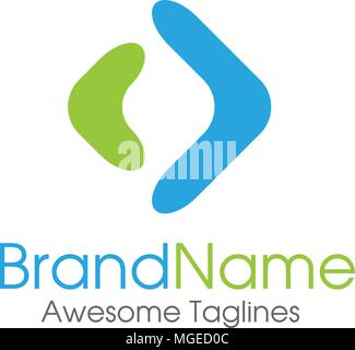 Freccia logo astratto template vettoriale, due freccia forma vettoriale del logo Illustrazione Vettoriale