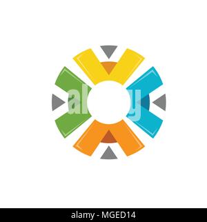 Abstract creative circle persone sociale e del partenariato il logo colorato vettore Illustrazione Vettoriale