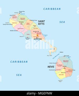 Saint Kitts e Nevis mappa stradale Illustrazione Vettoriale