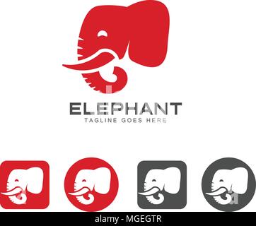 Testa di elefante e icona vettore logo, elefante Identity logo design modello per la vostra azienda, illustrazione vettoriale Illustrazione Vettoriale