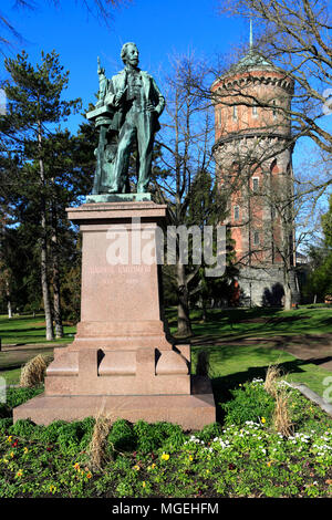 Auguste Bartholdi monumento, Colmar città, vino Alsaziano area, Alsazia, Francia, Europa Foto Stock