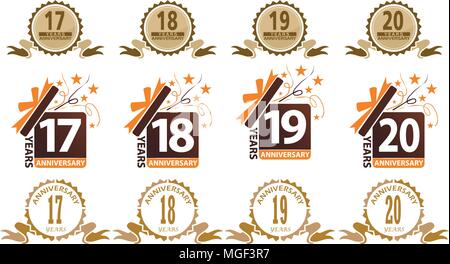 Nastro anniversario insieme di modelli Illustrazione Vettoriale