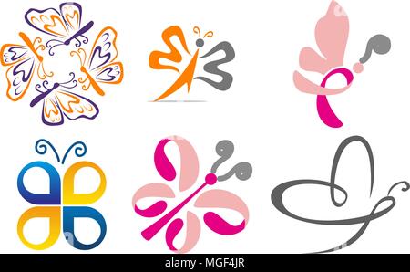 Butterfly template vettoriale impostato Illustrazione Vettoriale