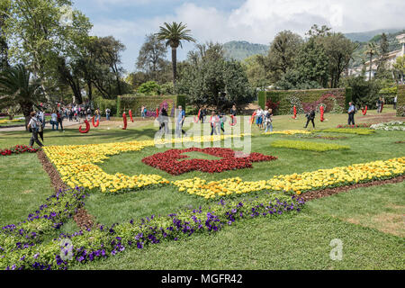 Genova, Italia. 26 aprile 2018 Fiori e piante ornamentali mostra chiamata Euroflora, nei parchi di Nervi di Genova. Credito: Fabio lotti/Alamy Live News Foto Stock