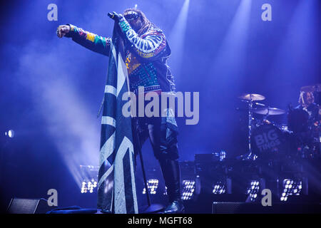 O2 Brixton Academy di Londra, Regno Unito, 28 aprile 2018, Benjie Webb, Skindred il loro grande Tings tour, © Richard Soans/Alamy Live News Foto Stock