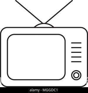 Icona linea TV, isolato su bianco Illustrazione Vettoriale