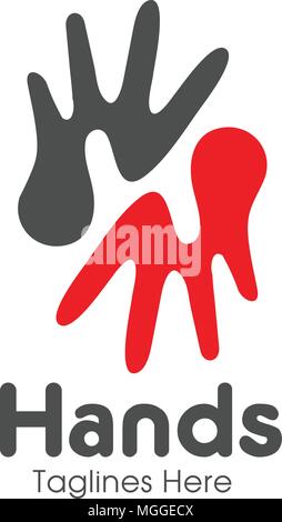 Famiglia per la cura delle mani logo, stare insieme concetto logo, Unione mani astratta logo, Mani closeup vettore, Abstract sociale logo mani Illustrazione Vettoriale