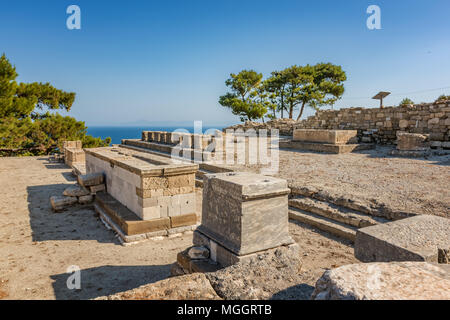 Hierothyteion nell'antica città di Kamiros (isola di Rodi, Grecia) Foto Stock