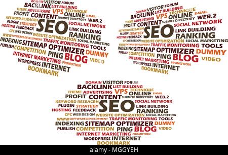 Ottimizzazione per i motori di ricerca set di modelli Illustrazione Vettoriale