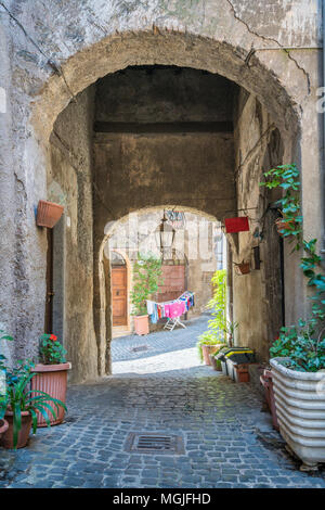 Vista panoramica di Ronciglione città vecchia, provincia di Viterbo, Lazio, Italia centrale. Foto Stock