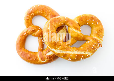 Un Pretzel è un tipo di pane cotto prodotto realizzato da impasti più comunemente conformato in un nodo ritorta Foto Stock