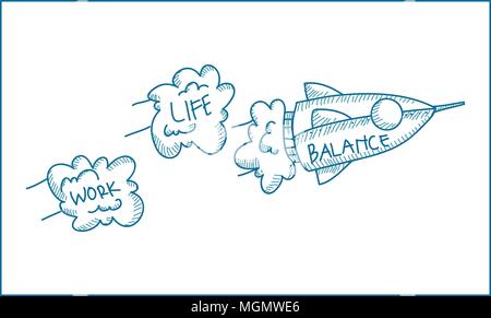 Equilibrio tra lavoro e vita familiare vettore modello Illustrazione Vettoriale