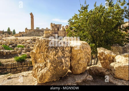 Grande Corte di Baalbek tempio complesso. Foto Stock