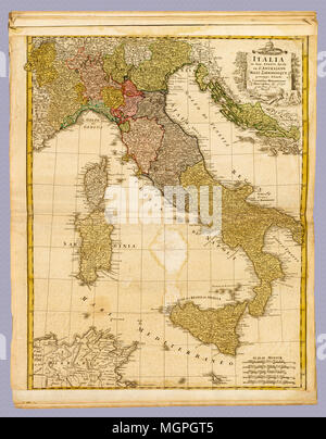 Italia Antica 1790 Italia mappa: Data di creazione: 1790. Homann (, Johann Baptist, 1663-1724 (cartografo) Foto Stock