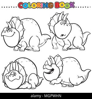 Cartoon Coloring Book - I dinosauri carattere Illustrazione Vettoriale